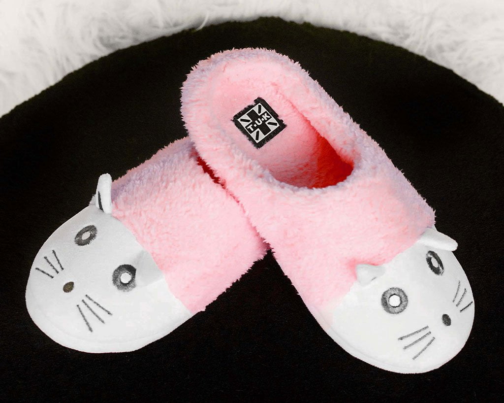 SL04 Pink & White Fuzzy Kitty Slipper