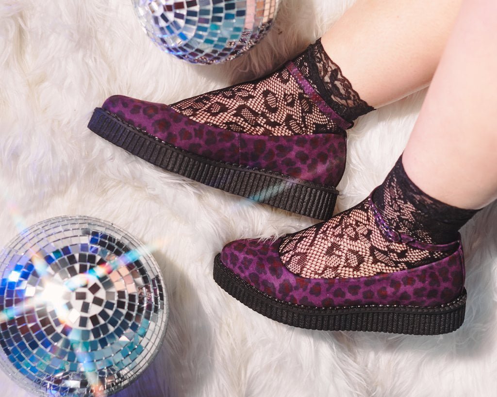 A9985L Purple Leopard Pointed Ballet Creeper
