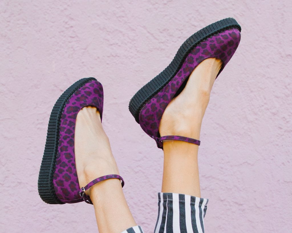 A9985L Purple Leopard Pointed Ballet Creeper