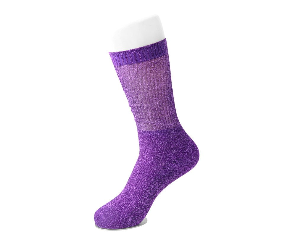 TSK1128 Purple Ribbed Glitter Sock TSK1128-OS