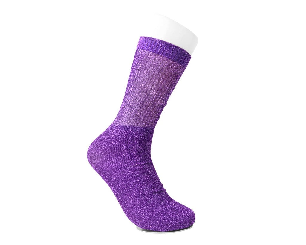 TSK1128 Purple Ribbed Glitter Sock TSK1128-OS