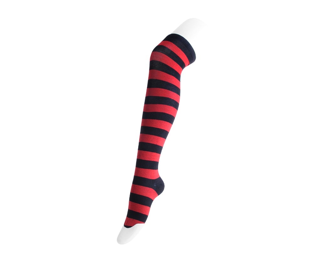 TSK1142 Red & Black Striped Thigh High Sock TSK1142-OS