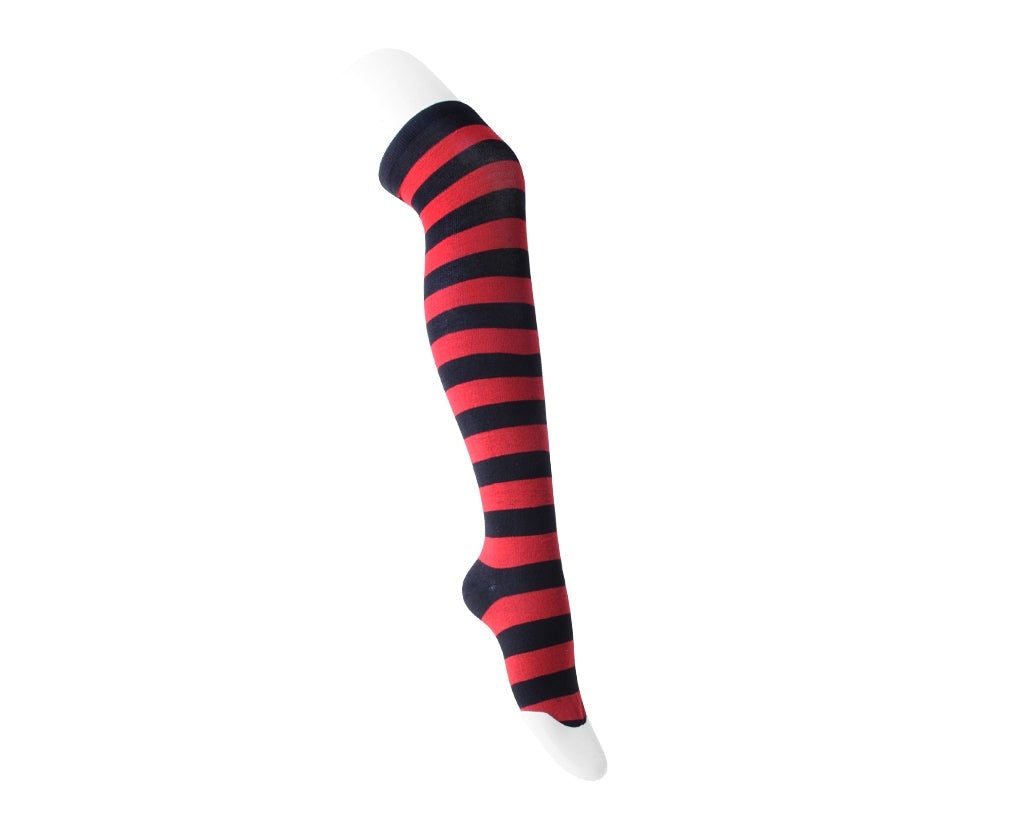 TSK1142 Red & Black Striped Thigh High Sock TSK1142-OS