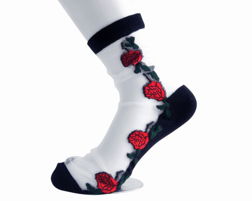TSK1001 Red Rose Sheer Sock TSK1001-OS
