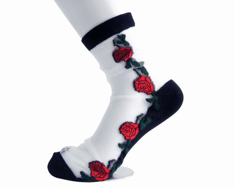 Red Rose Sheer Sock - T.U.K.TSK1001-OS