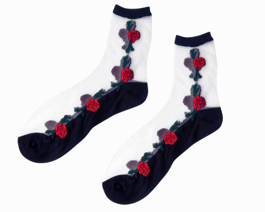 TSK1001 Red Rose Sheer Sock TSK1001-OS
