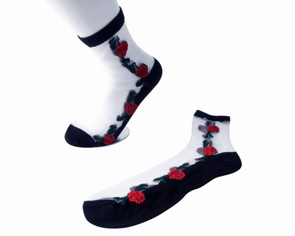 TSK1001 Red Rose Sheer Sock TSK1001-OS