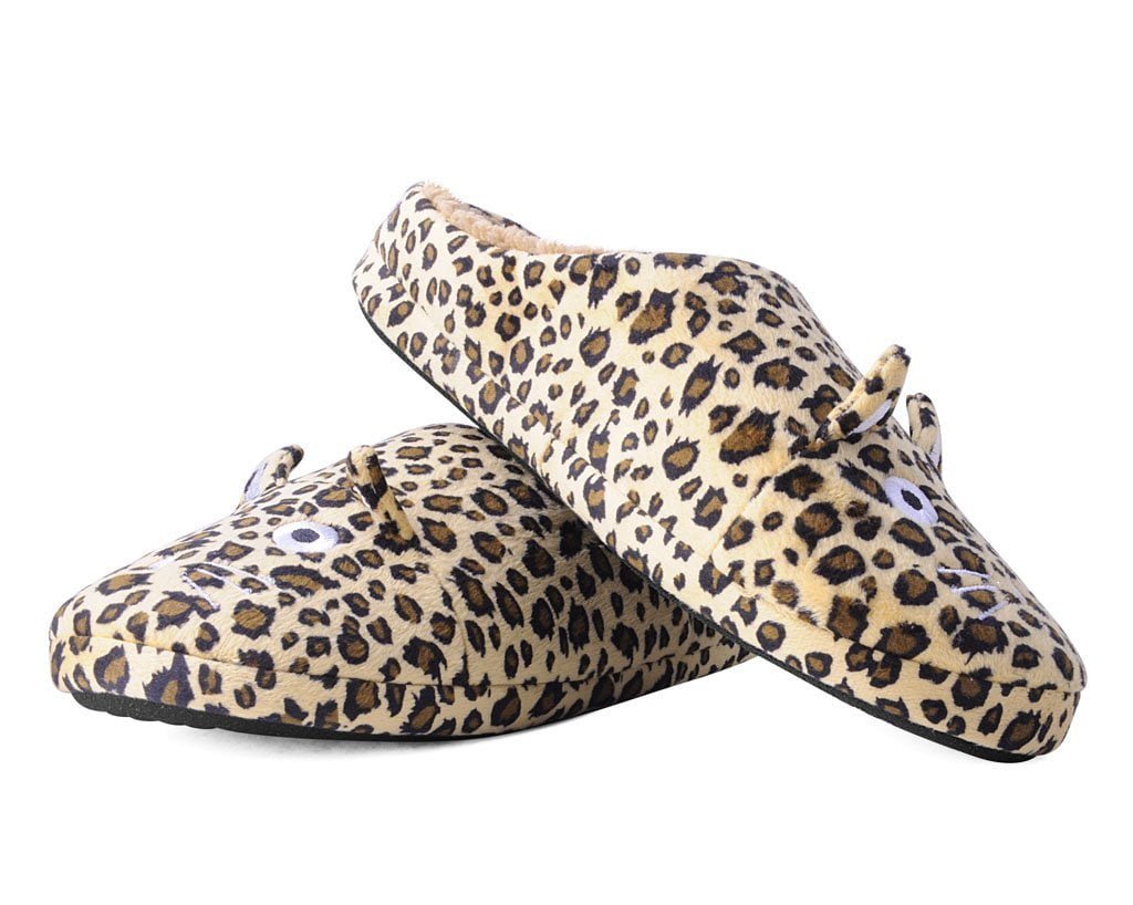 SL07 Tan Leopard Kitty Slipper