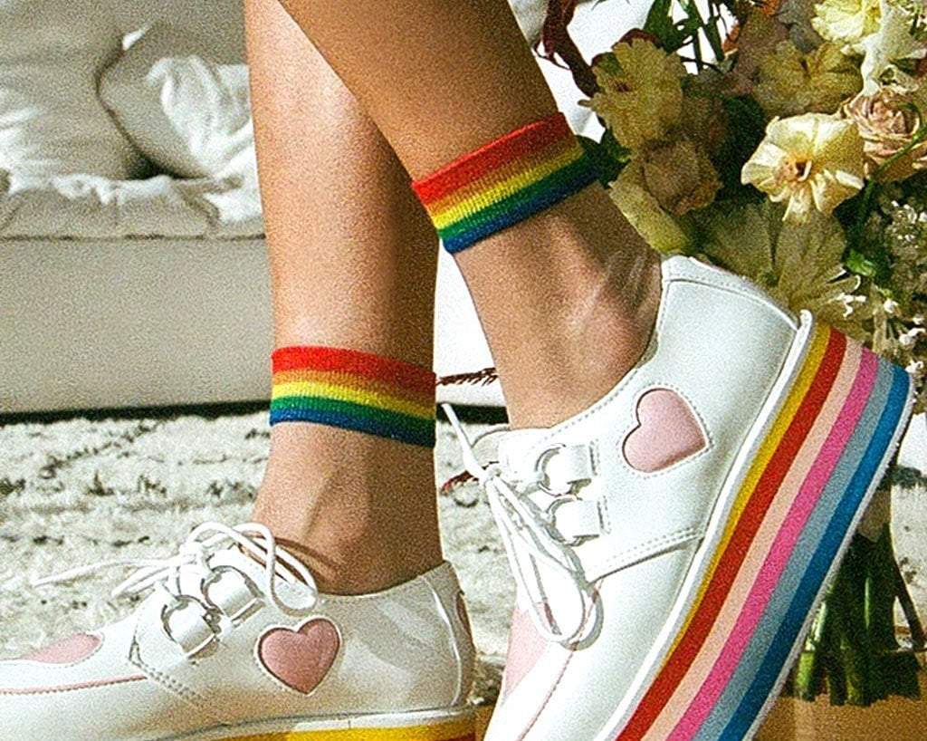 TSK1041 White Sheer Rainbow Sock TSK1041-OS