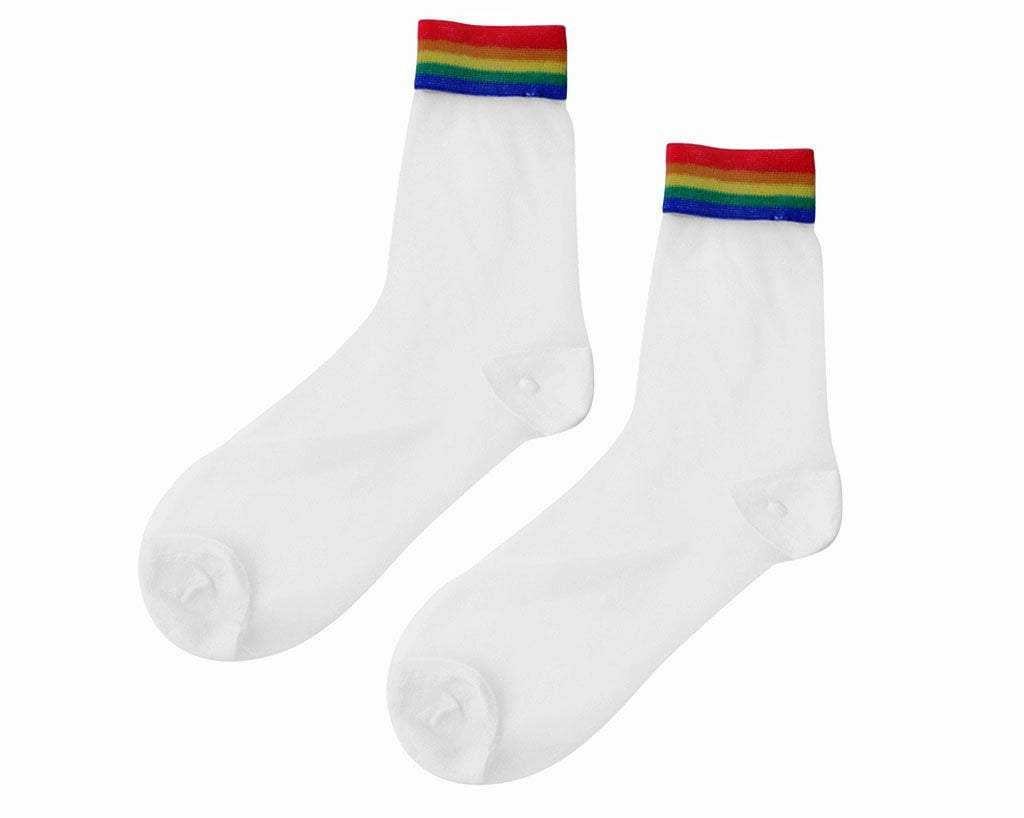 TSK1041 White Sheer Rainbow Sock TSK1041-OS