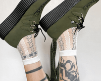 TSK1078 White Stripe Floral Sheer Sock TSK1078-OS