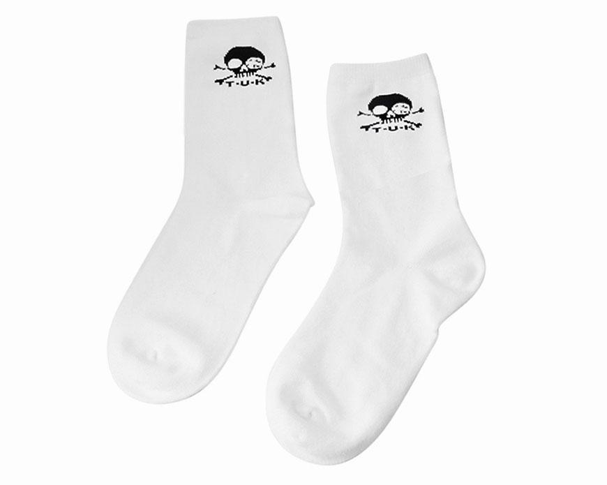 TSK1033 White T.U.K. Skull Logo Men’s Sock TSK1033-OS