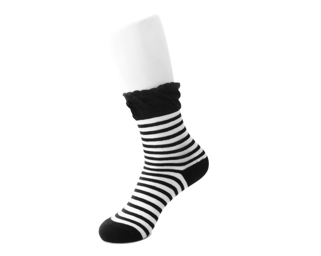TSK1097 Womens Black & Sheer Stripe Sock TSK1097-OS