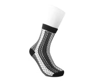 TSK1137 Women's Sheer Black Stripe & Polka Dot Sock TSK1137-OS