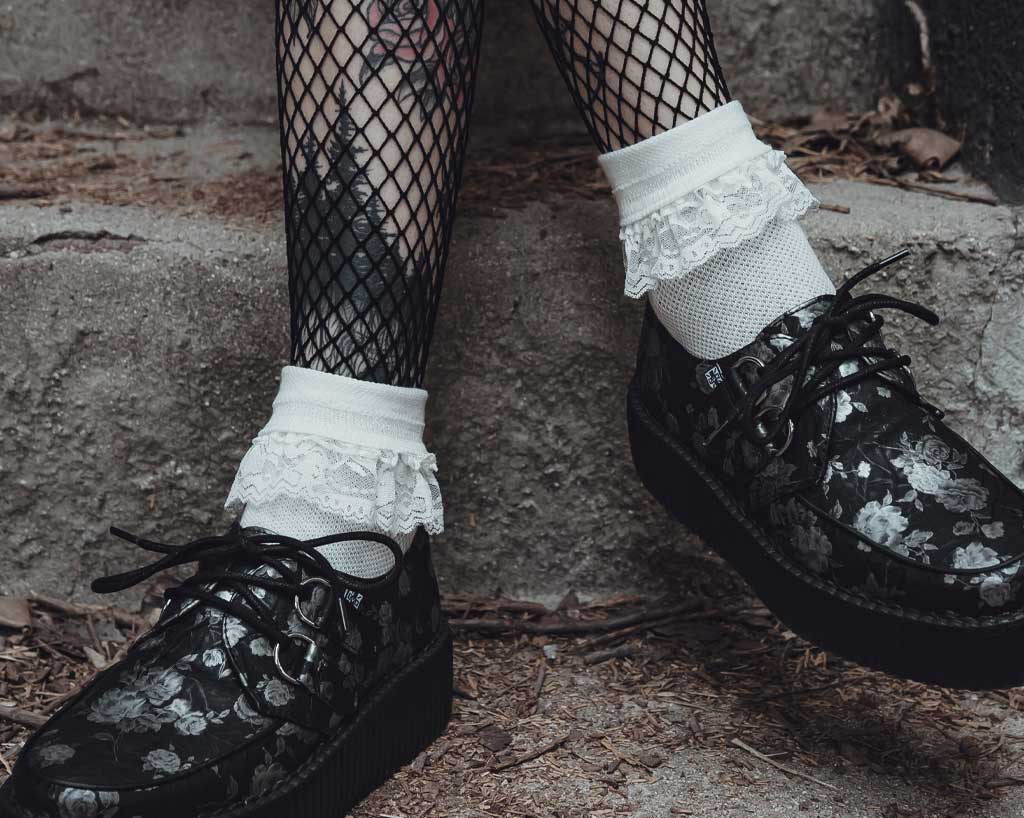 TSK1094 Women's White Knit Lace Sock TSK1094-OS